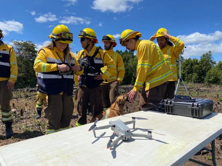 Equipo de la Unidad de Investigación de Incendios Forestales en Los Ríos recibió capacitación en mapeo con drones